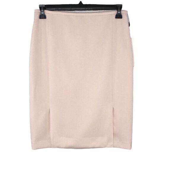 Calvin Klein SZ 10 Pencil Skirt Lined Front Slits Rear Zip Textured Flat Front